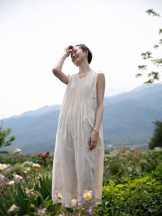 牧衣游打条精棉无袖连衣裙女 限量福利款 草木深【不支持会员折】 商品图1