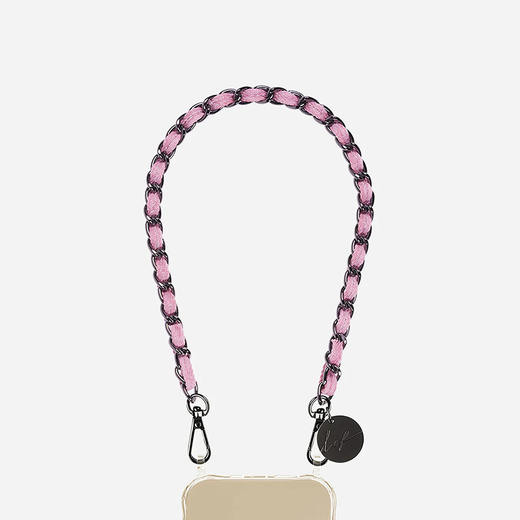 北京仓｜La Coque Française-CALI ROSE-金属 粉色 牛仔织物 短款 手机链［法国设计师］ 商品图1