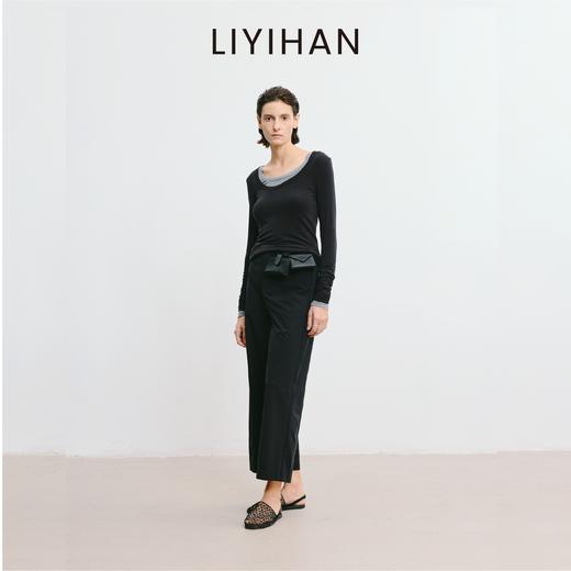 LIYIHAN李亦寒2025秋新款羊毛纯色U领针织衫女设计小众打底衫上衣 商品图3