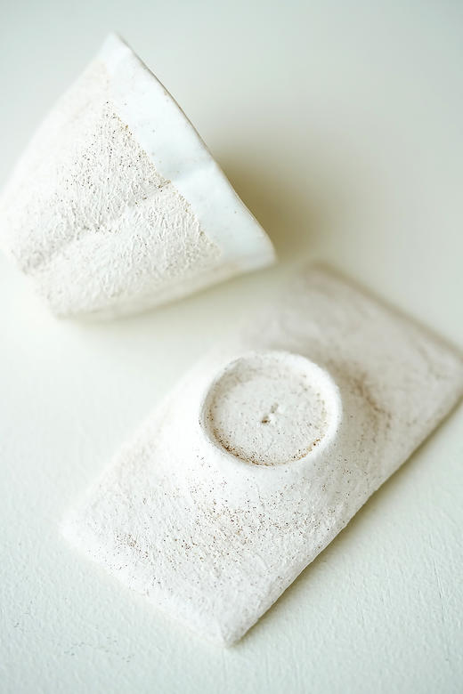 安藤雅信86泥釉六瓣茶杯+泥釉长角茶托（套组） 商品图2