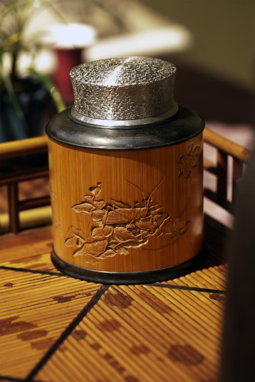 蝈蝈°锡胆竹雕茶叶罐 商品图5
