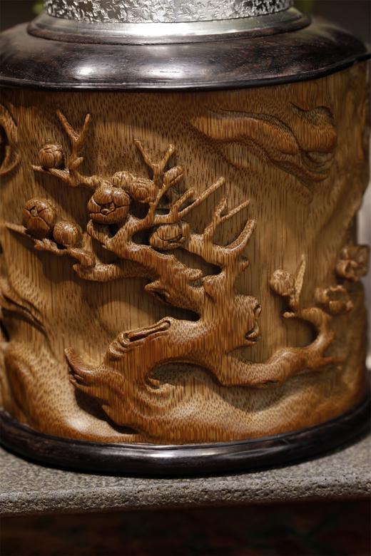 新款梅花枝°锡胆竹雕茶叶罐 商品图6