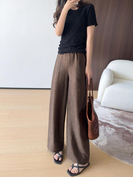 进口稀有云纱自带珠光凉爽丝滑醋酸裤细腻肌理阔腿直筒裤 商品图7