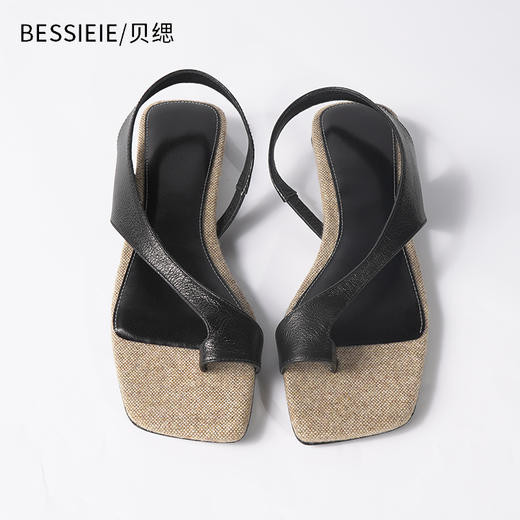 复古低跟凉鞋方头夹趾拖鞋 商品图0