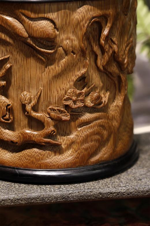 新款梅花枝°锡胆竹雕茶叶罐 商品图8