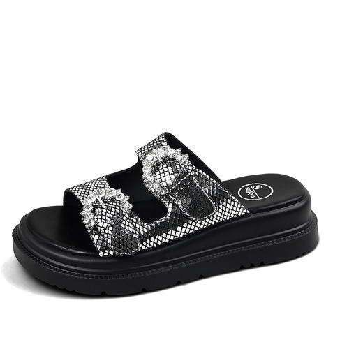 Safiya/索菲娅2025夏季复古水钻扣厚底休闲凉拖SFD2110376 商品图0