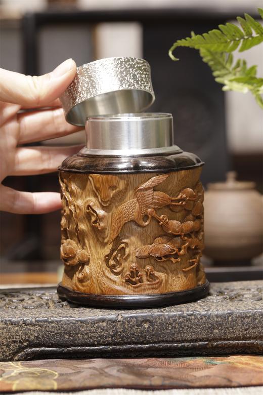 松鹤°锡胆竹雕茶叶罐 商品图4