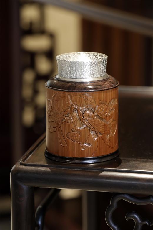 秋园虫趣图°锡胆竹雕茶叶罐 商品图0