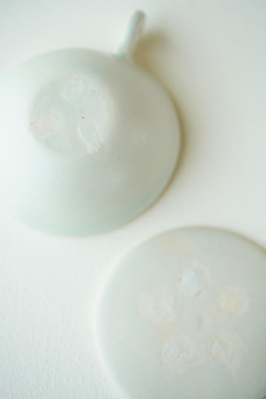 安藤雅信83色釉手付反丸茶杯+色釉雫皿 雪水色（套组） 商品图2