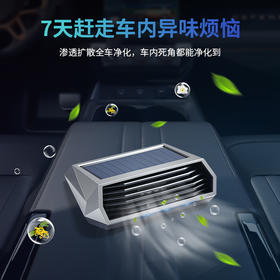 【车内皮革/空调/抽烟/食品异味，统统赶出去！】太阳能车载空气净化器 汽车用除异味摆件 停车号码牌 臭氧发生器消毒-QA