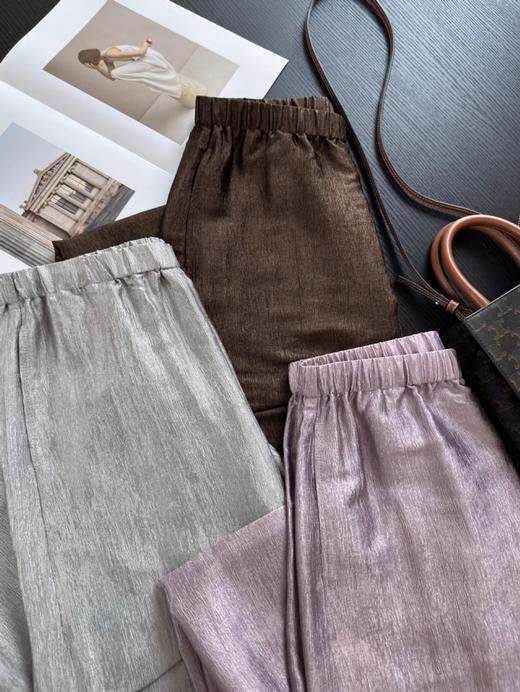 进口稀有云纱自带珠光凉爽丝滑醋酸裤细腻肌理阔腿直筒裤 商品图9