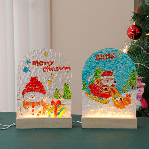 【DIY玻璃画氛围灯，自己动手点缀生活~】郁金香手工diy玻璃画小夜灯 手绘水波纹亚克力板绘画 节日伴手礼-QA 商品图2