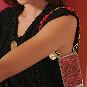 订购6周到｜La Coque Française-NOEMI-红色 串珠 短款 手机链［法国设计师］