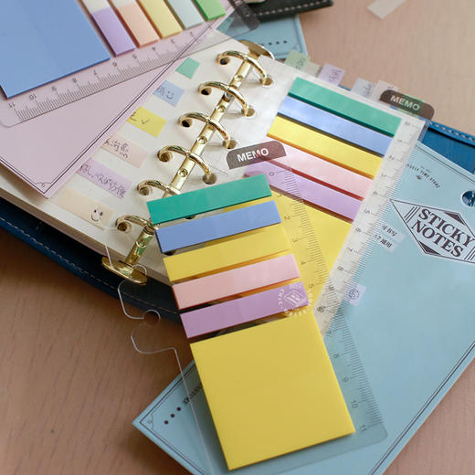 本子事多 6孔活页本专用便利贴 A5A6A7通用半透明马卡龙色n次贴便签本 书签 商品图1