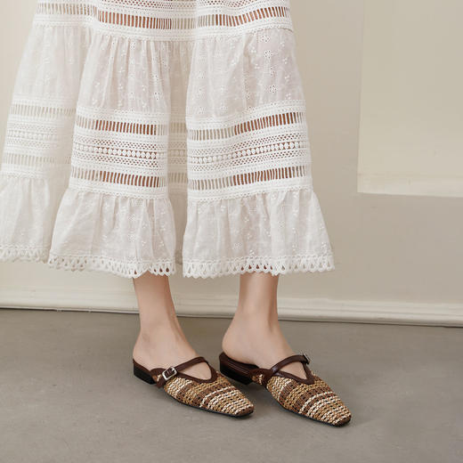 【夏季新款】西村名物2025年夏季新款舒适平底小尖头舒适优雅后空拖鞋T25AH16621 商品图7