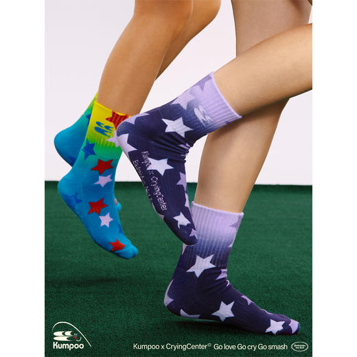 CryingCenterkumpoo薰风羽毛球联名渐变星星吸湿排汗运动短袜 商品图2