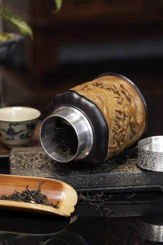 新款梅花枝°锡胆竹雕茶叶罐 商品图5