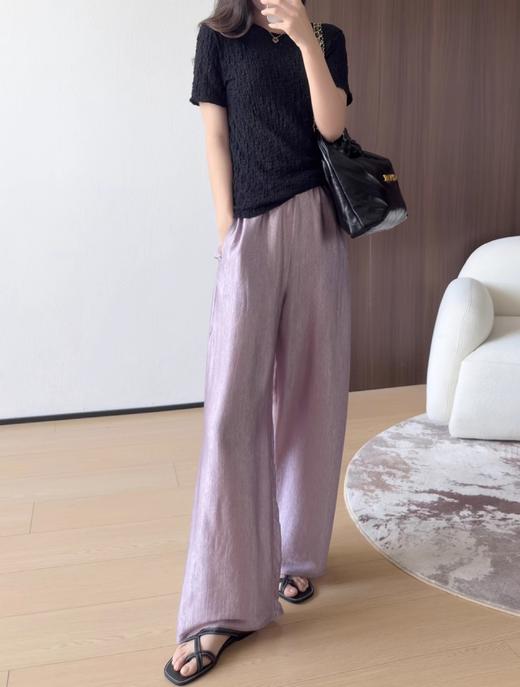 进口稀有云纱自带珠光凉爽丝滑醋酸裤细腻肌理阔腿直筒裤 商品图0