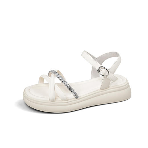 Safiya/索菲娅2025夏季时尚烫钻仙女风坡跟休闲露趾凉鞋SFD2115173 商品图1