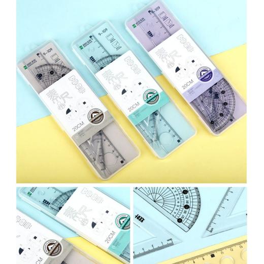 【开学季！双叶透明套尺】盒装套尺4件套；15cm尺20cm尺子带波浪线。考试套装，学生奖品文具，透明设计，刻度清晰 商品图10