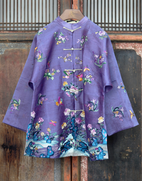 盛唐牡丹| 手工刺绣一年景吉服-紫色(盛唐牡丹与非遗传承人王小潇联名系列)