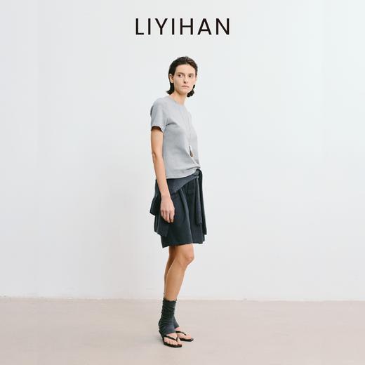 LIYIHAN李亦寒 2025秋新款通勤白色棉质T恤正肩女设计感小众短袖 商品图3