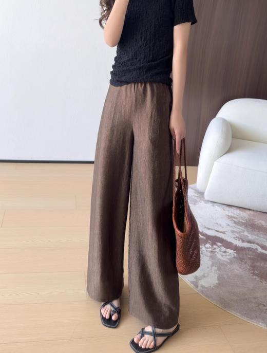 进口稀有云纱自带珠光凉爽丝滑醋酸裤细腻肌理阔腿直筒裤 商品图5