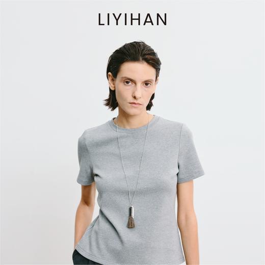 LIYIHAN李亦寒 2025秋新款通勤白色棉质T恤正肩女设计感小众短袖 商品图4