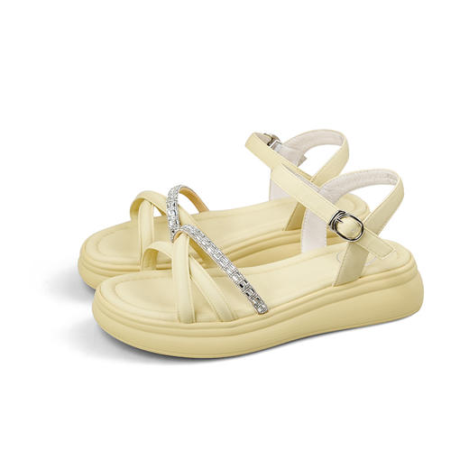 Safiya/索菲娅2025夏季时尚烫钻仙女风坡跟休闲露趾凉鞋SFD2115173 商品图5