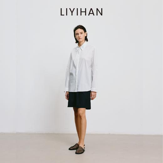 LIYIHAN李亦寒 2025秋新款通勤棉质白色长袖衬衫女设计感百搭衬衣 商品图2