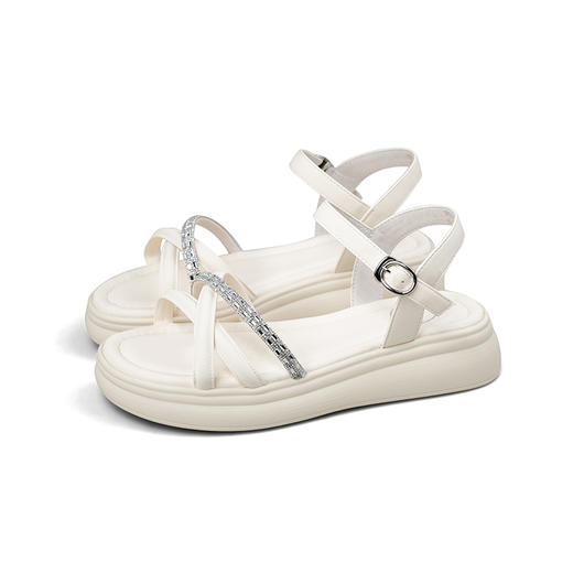 Safiya/索菲娅2025夏季时尚烫钻仙女风坡跟休闲露趾凉鞋SFD2115173 商品图2