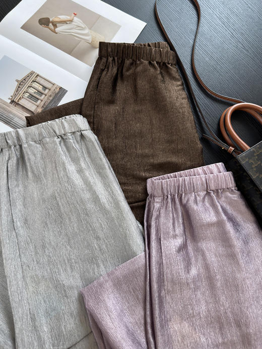 进口稀有云纱自带珠光凉爽丝滑醋酸裤细腻肌理阔腿直筒裤 商品图11