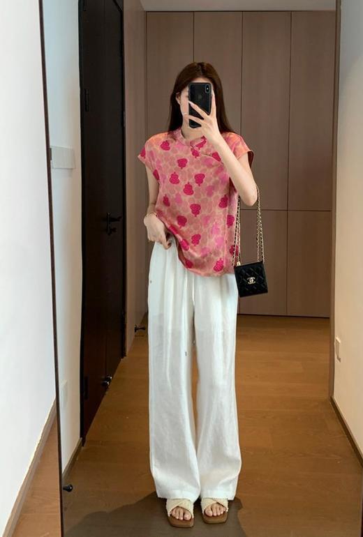 洋气福禄新中式100%天丝人丝爽滑细腻双面印花衬衫上衣 商品图5