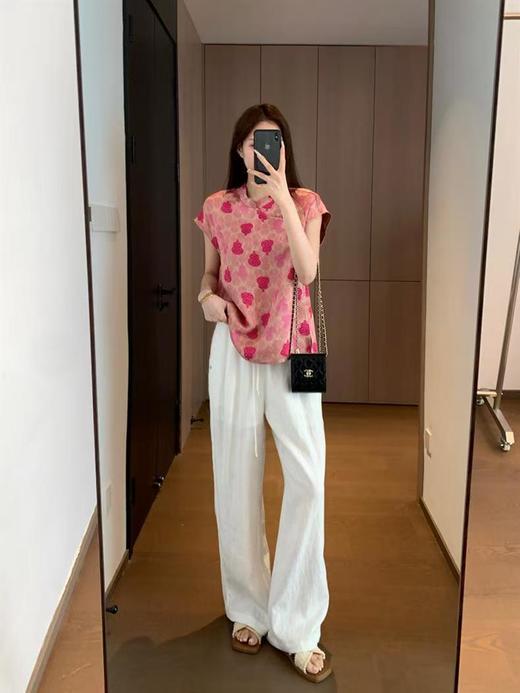 洋气福禄新中式100%天丝人丝爽滑细腻双面印花衬衫上衣 商品图4