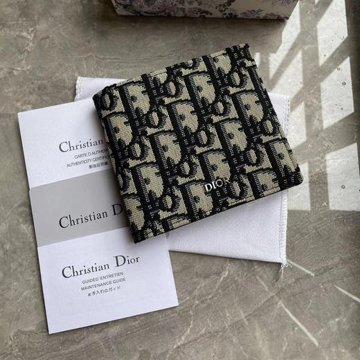 DIOR迪奥 Oblique 经典老花印花对折翻盖 牛皮 零钱包卡包钱包 男款（HH） 商品图0