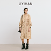 LIYIHAN李亦寒 2025秋新款法式棉质连衣裙女卡其色设计感中长裙子 商品缩略图1