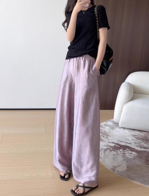 进口稀有云纱自带珠光凉爽丝滑醋酸裤细腻肌理阔腿直筒裤 商品图2