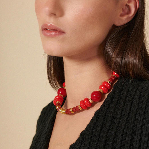 订购6周到｜La Coque Française-NOEMI-红色 串珠 短款 手机链［法国设计师］ 商品图1