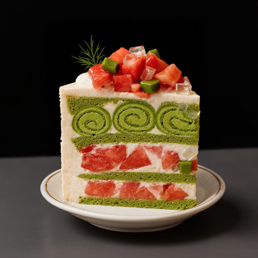 芭乐抹茶可丽卷蛋糕