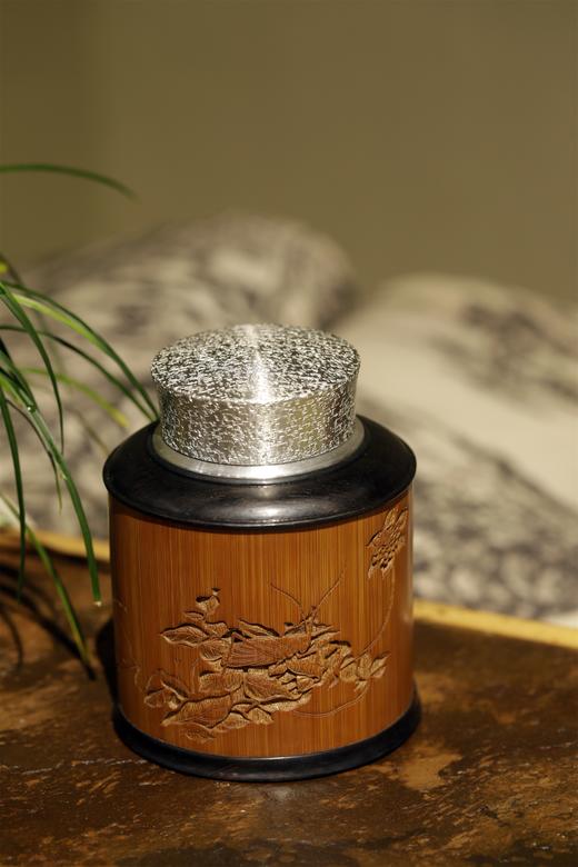 蝈蝈°锡胆竹雕茶叶罐 商品图1
