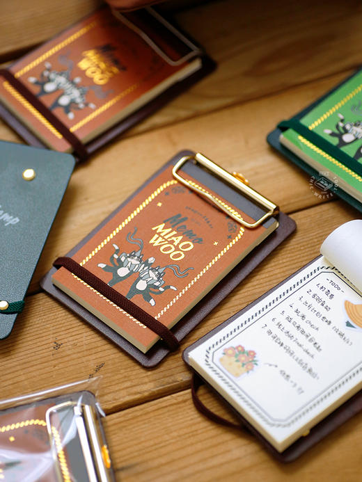本子事多 迷你小板夹便签本 复古皮质限定喵屋便条本留言 手帐随身记事本 商品图1