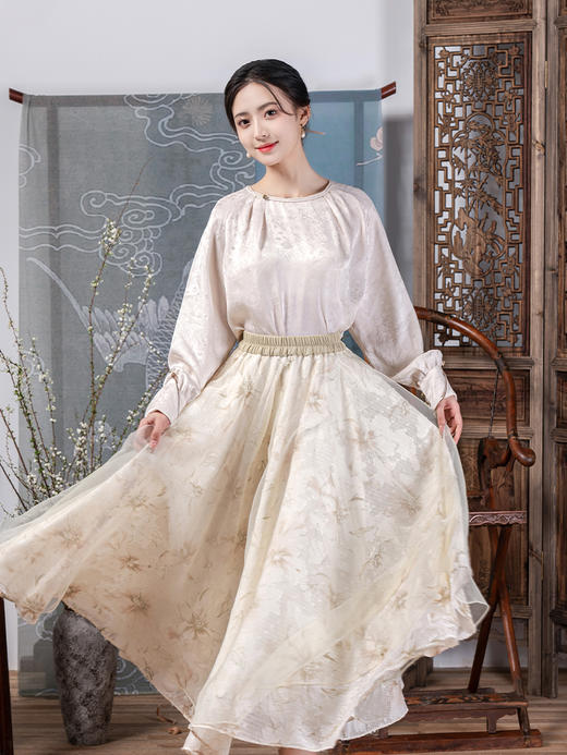 荷言GL 满故都 新中式芭蕾裙文艺半身纱裙（特价秒杀） 商品图2