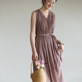 牧衣游打条精棉无袖连衣裙女 限量福利款 草木深【不支持会员折】