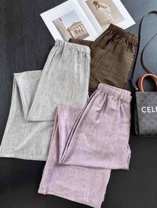 进口稀有云纱自带珠光凉爽丝滑醋酸裤细腻肌理阔腿直筒裤 商品图10