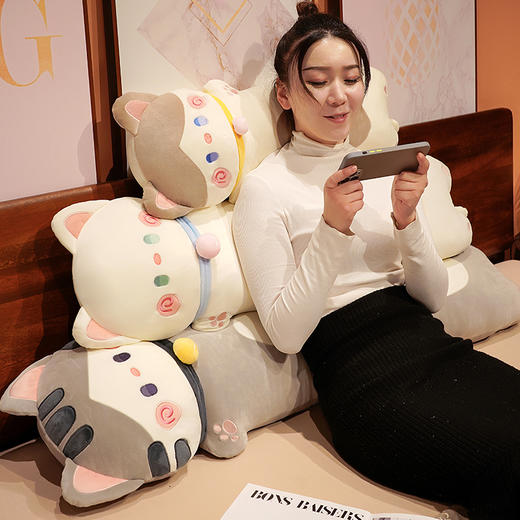 自然醒抱抱猫系列长条睡觉抱枕大号床头靠枕抱枕床上陪你睡觉男生夹腿长条枕女生QYL 商品图7