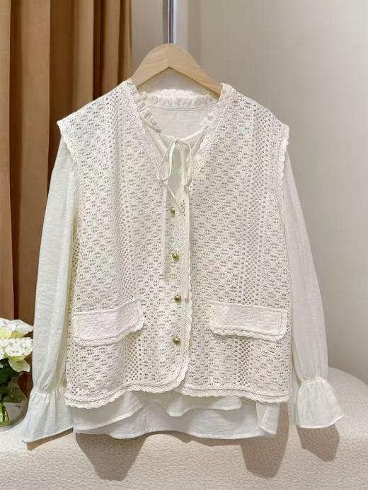 春季推荐2026→【自营】（两件套）法式温柔风系列蕾丝马甲➕小衫套装M1-3-喜出 商品图5