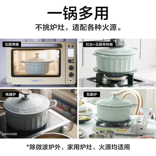 【专柜-北鼎】 北鼎-珐琅铸铁锅焖炖锅平底锅炉具通用 22cm 商品图4