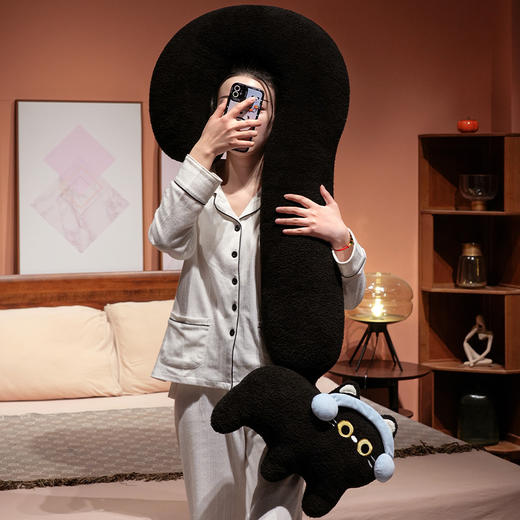 自然醒INS风问号猫长条睡觉抱枕创意睡觉女生沙发客厅靠枕毛绒脖子午睡枕办公室QYL 商品图13