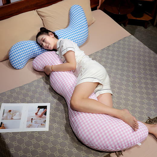 自然醒泡泡格子月牙长条抱枕头夹腿侧睡专用冰丝女生睡觉神器男生款成人孕妇QYL 商品图11