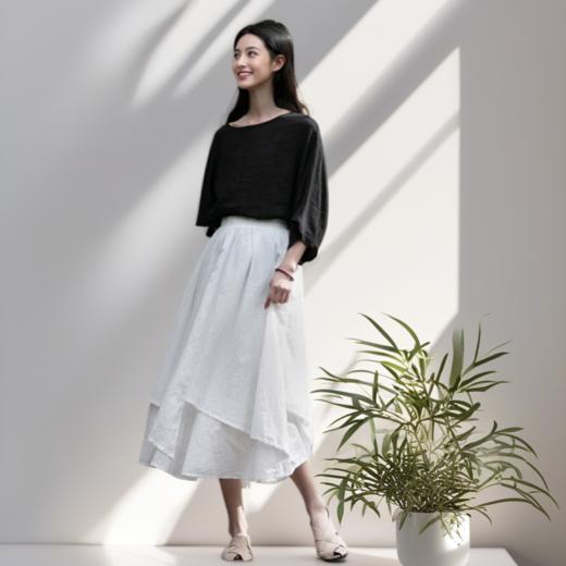 【消暑半裙】臣禾空灵谪仙感度假半裙松紧腰不规则底摆JZ252030175 商品图8